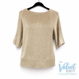 Chico’s Metallic Knit Sweater | Size Large (2) | Shimmer Tan Pullover